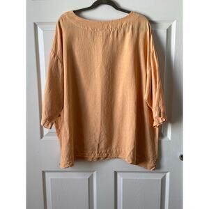Bryn Walker Linen Top Peach Oversized Ballet Neck Size Large Resort Lagenlook